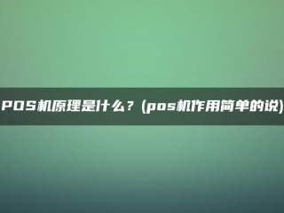 POS机的原理是什么？(POSS机器的功能简单说)