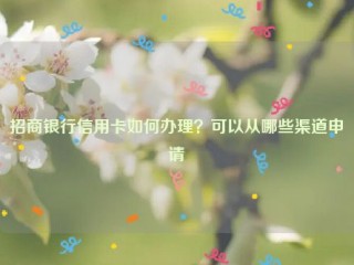 招商银行信用卡如何办理？可以从哪些渠道申请