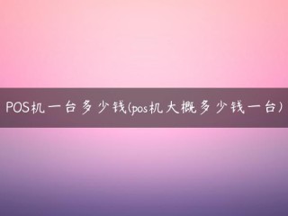 一台POS机多少钱(一台Poser机器多少钱)