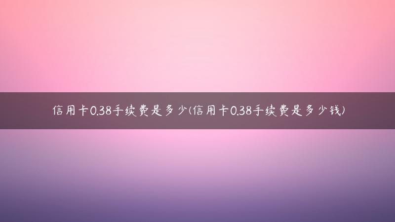 信用卡0.38手续费是多少(信用卡0.38手续费是多少钱)