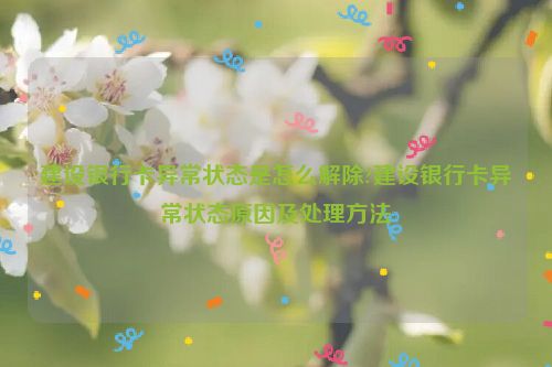 建设银行卡异常状态是怎么解除?建设银行卡异常状态原因及处理方法
